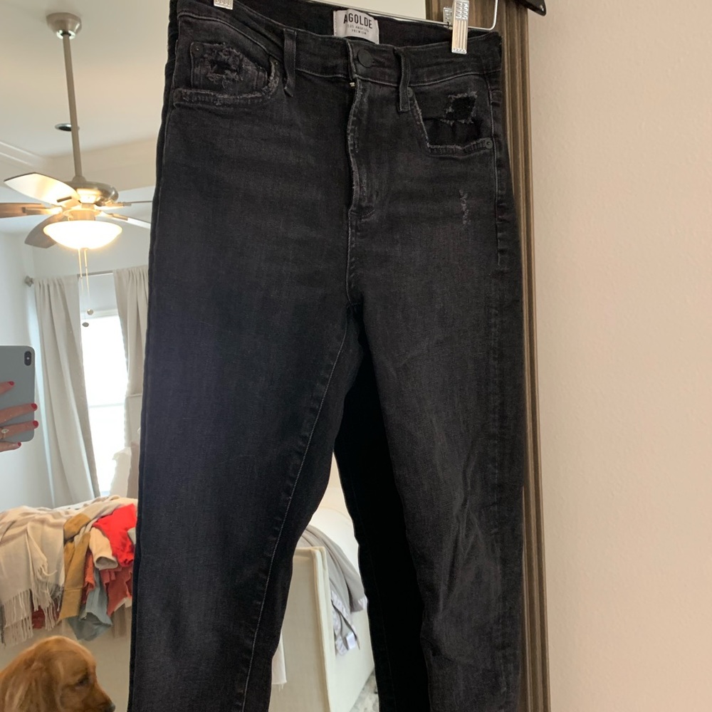 Agolde distressed skinny jeans. Cropped